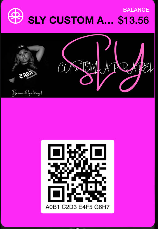 SLY Custom Apparel Gift Card